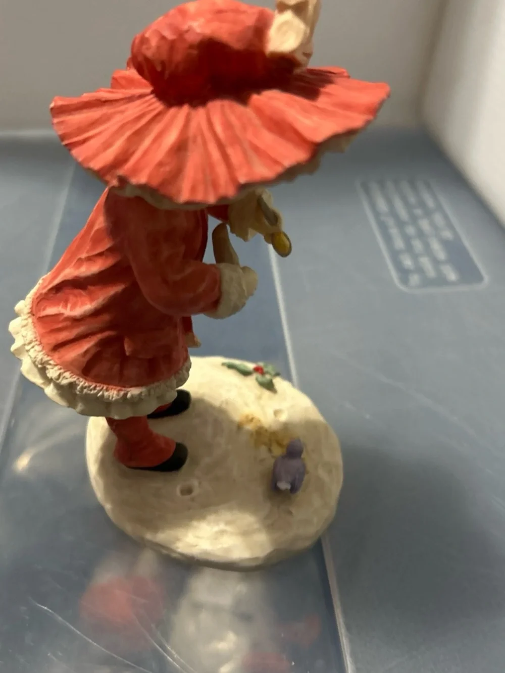Hand-Painted Red and Cream Girl Figurine Home Accent